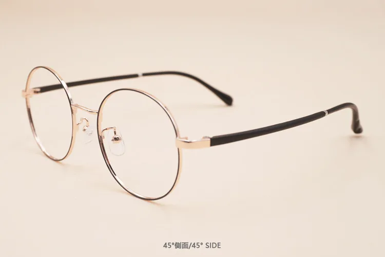 Metal Plastic Steel Glasses Frame New Round Frame Retro Flat Mirror Girl