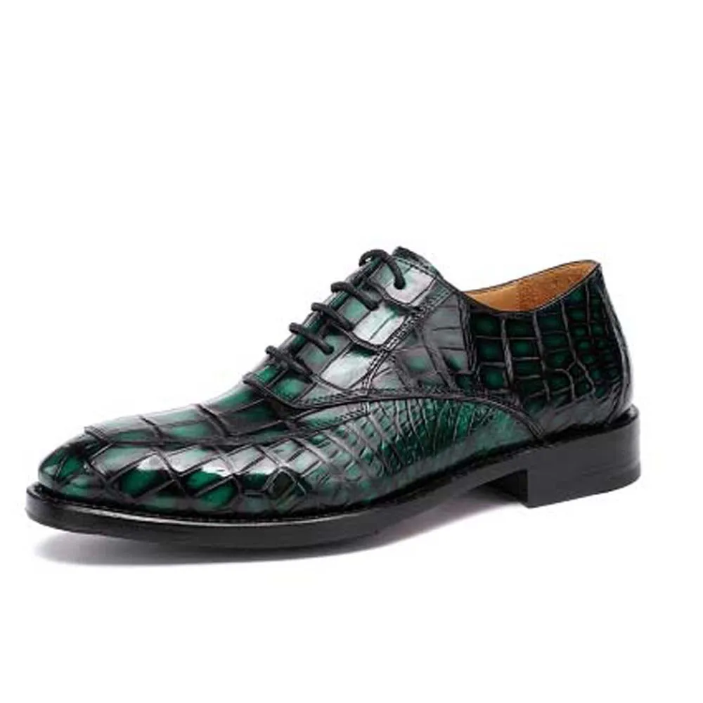 

hulangzhishi new crocodile men shoes business Leisure shoes Manual customization lace-up Men crocodile leather male shoes