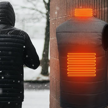 

Men Riding Zipper Warm Adjustable Modes Climbing Heated Vest Outdoor Hiking Sleeveless Skiing Thermal Electric Usb Infrared