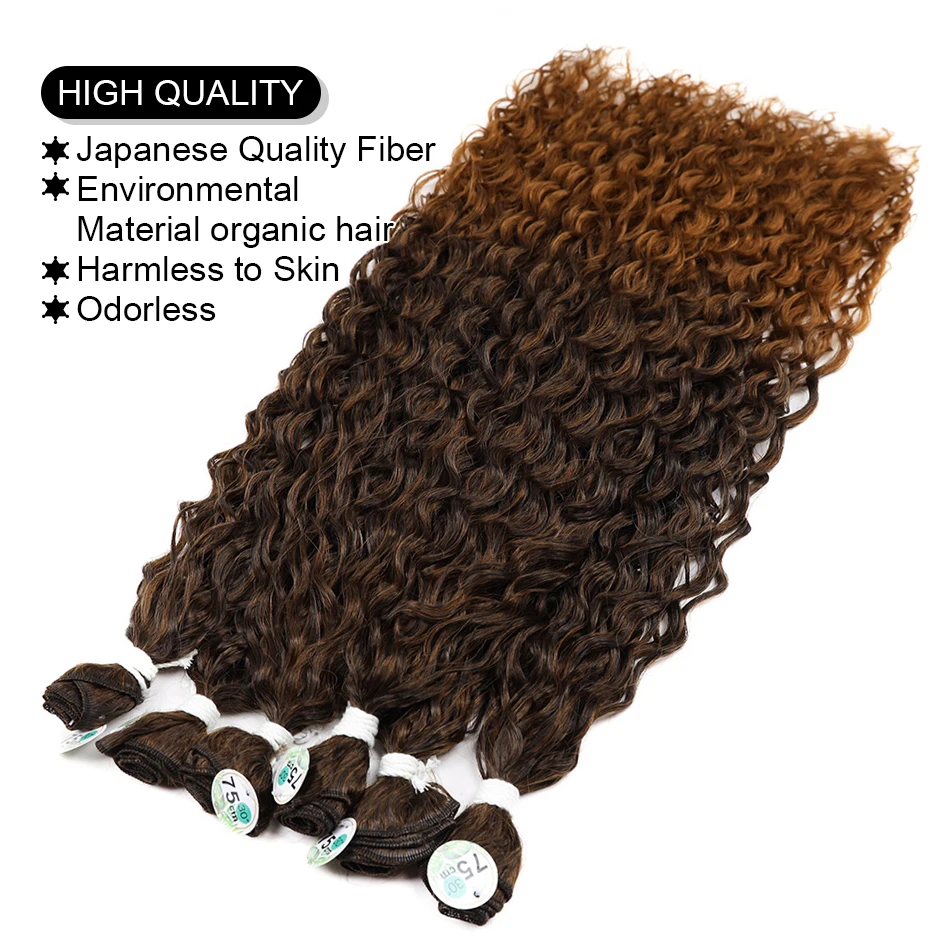 Kinky Curly Hair Bundles Synthetic Hair Extensions Blonde Two Tone Color Hair Weave Bundles Thick 300g For Women Free Shipping