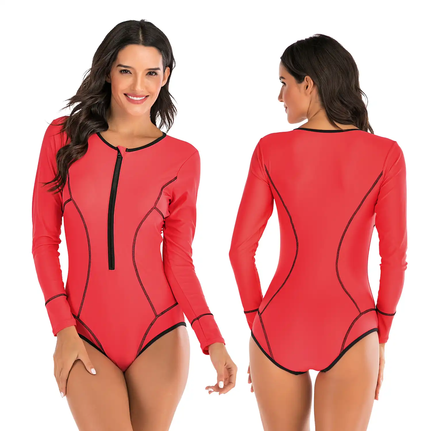 long sleeve bathing suit with zipper