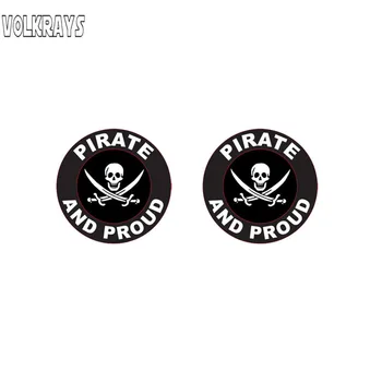 

Volkrays 2 X Personality Car Sticker Pirate and Proud Punisher Skull Accessorie Sunscreen PVC Decal for Renault Seat Vw,6cm*6cm