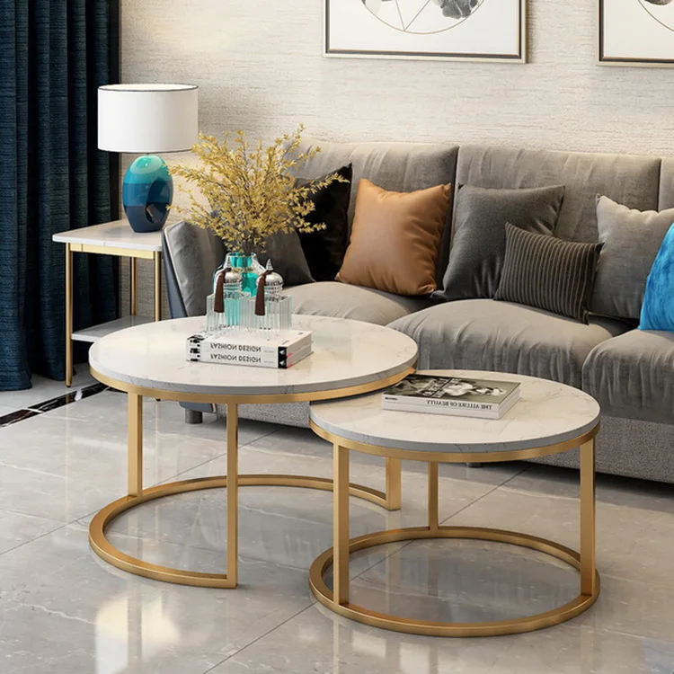 Popular Modern 100% Marble Round Coffee Table for Living Room 2 in 1
Combination Tea Table журнальный столик mesa de centro