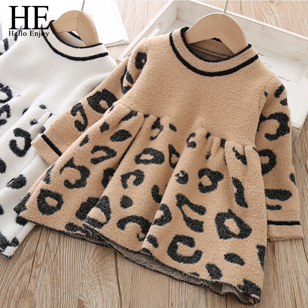 

HE Hello Enjoy 2019 New Autumn Winter Warm Girls Sweater Dresses Kids Clothes Children Toddler Knitted Cute Sweaters For Girls