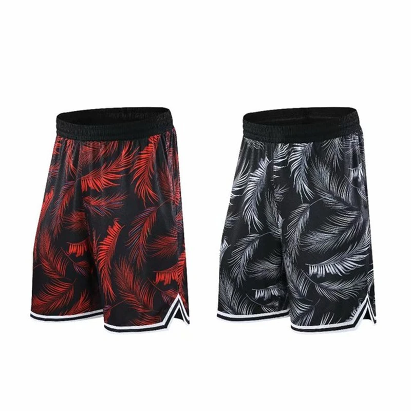 

Men's Basketball Shorts Feather Prints Plus Size Loose Running GYM Quick Drying Bodybuilding Summer Beach pantalones cortos