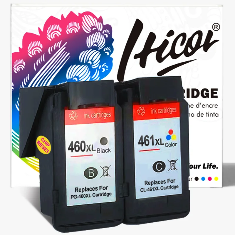 

Hicor Remanufactured Ink Cartridge for Canon PG 460 CL 461 pg-460xl cl-461xl Combo Pack Compatible Printer for Pixma TS5340