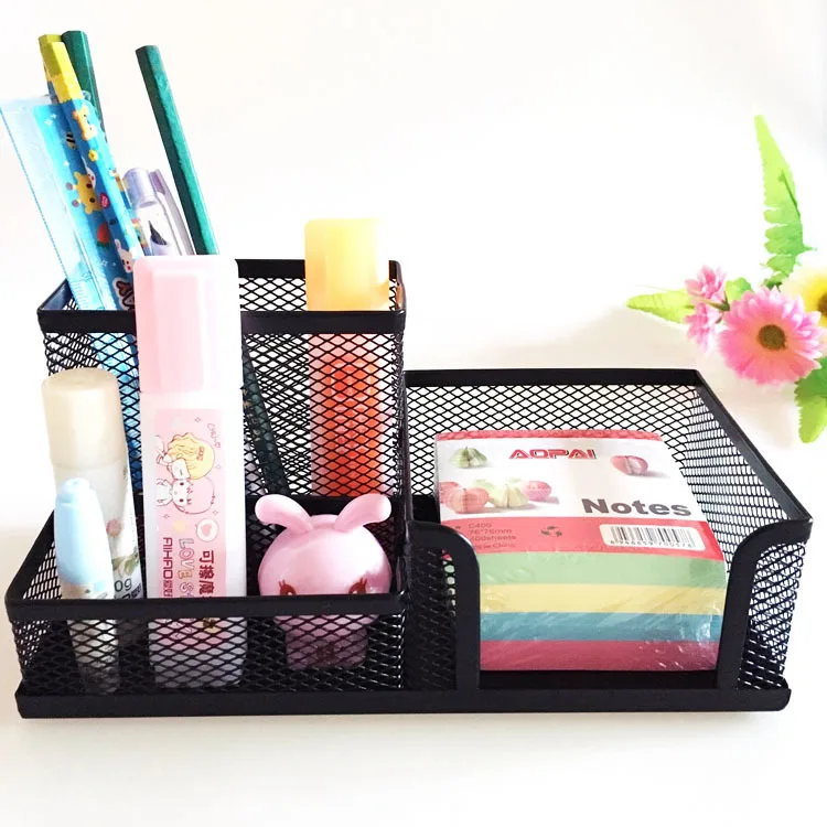 

Office Supplies Metal Black And White with Pattern Creative Multifunctional Combination of Brush Pot Desktop Storage Pen Contain