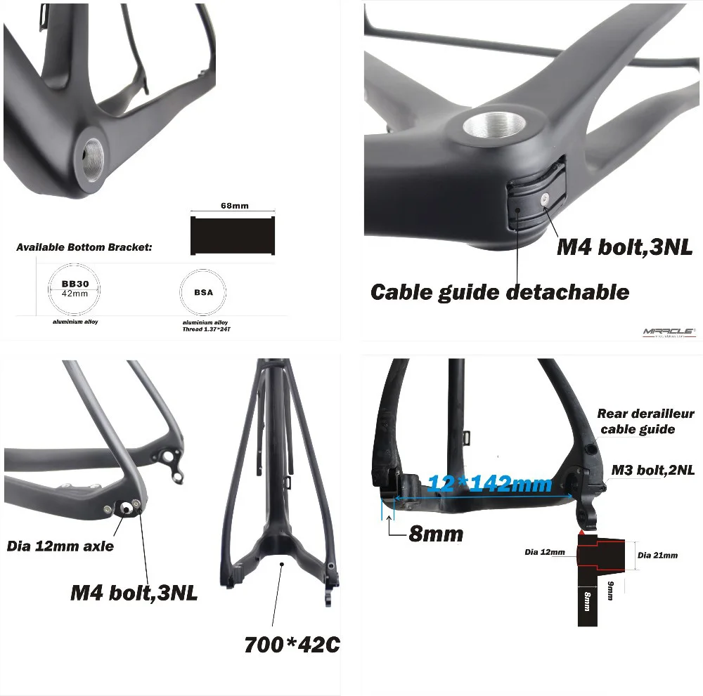 Carbonfan велосипеды через ось 142 мм доступны 700* 40C bicicleta карбоновая рама велосипеда, гравий Di2 карбоновые для велокросса заготовка рамы