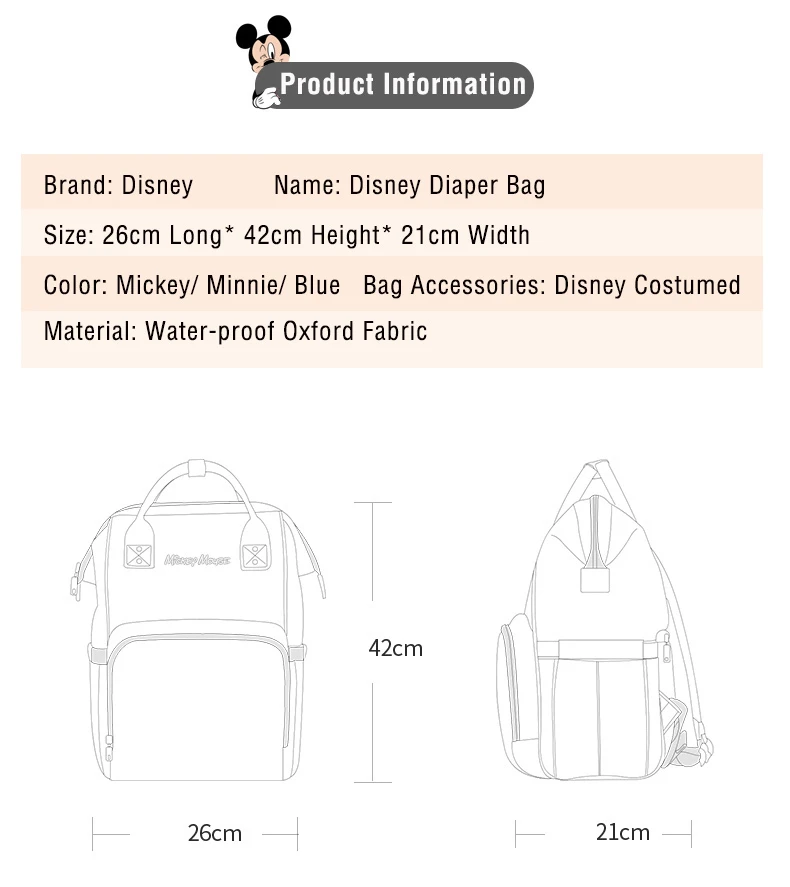 Модная сумка для подгузников disney, сумка для подгузников для мам, сумка для подгузников для мам, большая емкость, сумка для ухода за ребенком, сумка для кормления, рюкзак для путешествий для мам, Одежда для младенцев