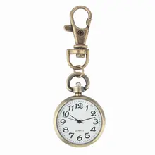 Keyring Watch-Movement Pocket Quartz Bronze Retro Vintage Keychain Round Dial 1pcs