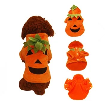 

Halloween Pet Dog Shirt Pumpkin Painting Polar Puppy Coat Pets Clothes Dog Clothes Autumn And Winter Models Keep Warm #GM