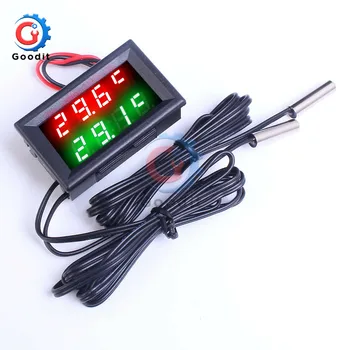 

DC 4V-28V Mini LED Dual Display Digital Thermometer Temperature Sensor Tester 0.28 inch w/ NTC Waterproof Metal Probe For Indoor