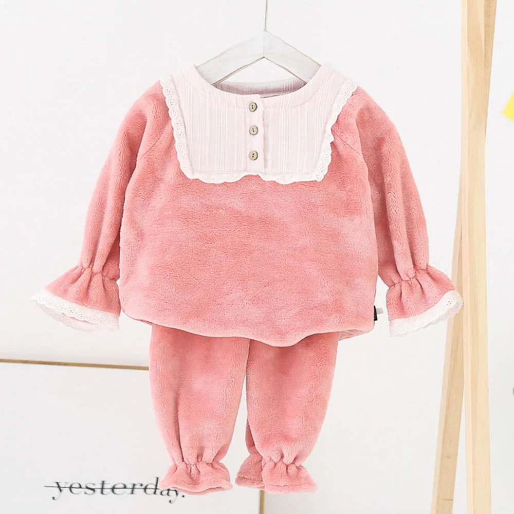 Розовый AmyaBaby/комплект одежды из 2 предметов для мальчиков; фланелевые Топы+ брюки; повседневная детская одежда; Одежда для девочек; домашняя одежда; Детский костюм; сезон осень-зима - Цвет: Розовый