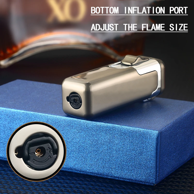Windproof Metal Torch for Cigar Butane Lighters Four Fire Blue Flame Jet Adjustable Briquet butane gas lighter,cigarette lighter