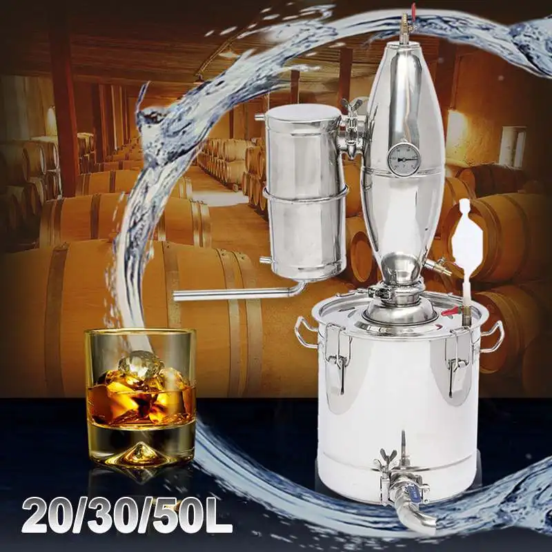 

Professional 20L/30L/50L Distiller Moonshine Alcohol Stainless Copper DIY Household Water Wine Essential Oil Brewing Kit