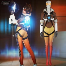 Игра Ow Tracer Lena Oxton костюм косплей желтый костюм униформа спандекс пальто комбинезон костюмы на Хэллоуин для женщин взрослых на заказ