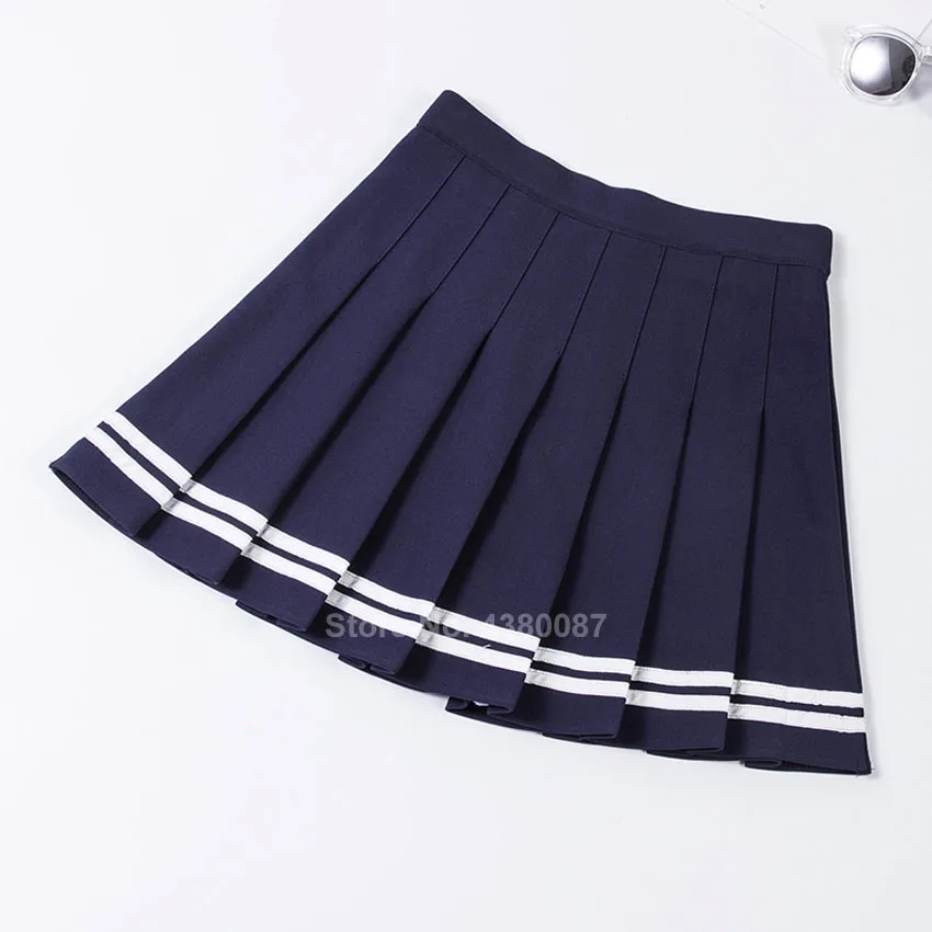 Высокая талия Корейский Японский стиль Студенческая юбка для девочек JK костюм плиссированные юбки женская школьная форма летний костюм болельщика - Цвет: Color4
