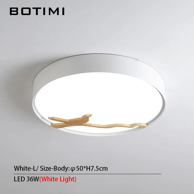 White-L-White Light BOTIMI, скандинавские деревянные декоративные светодиодные потолочные светильники для гостиной, 220 В, круглый металлический потолочный светильник, монтируемый на поверхность, осветительный прибор - Цвет корпуса: White-L-White Light