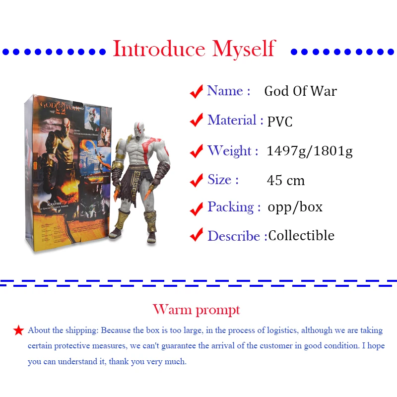 Игрушки NECA Game God of War ПВХ фигурка призрак Спарты Кратос Коллекционная модель кукла игрушка 45 см масштаб подарок в коробке