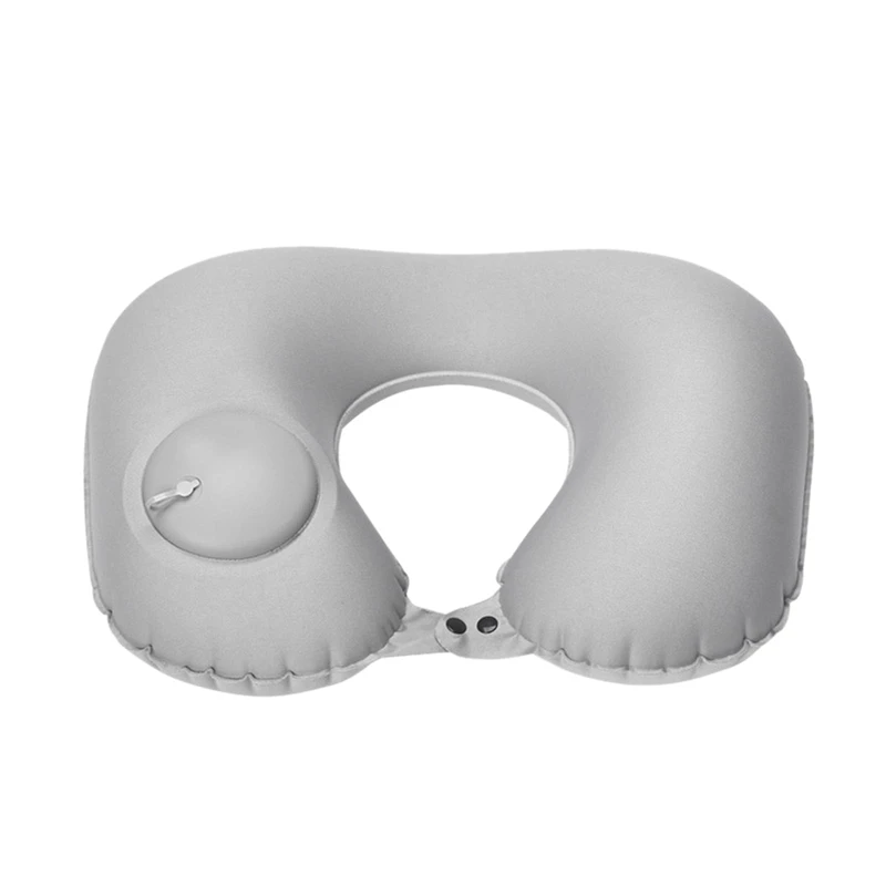 

Inflatable Travel U Shaped Air Pillow Foldable Support Head Rest Air Blow Up Cushion Sleeping Tool Push-Type Portable Gray