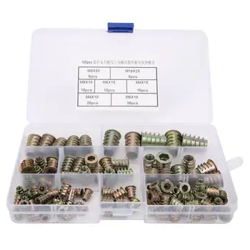

100PCS Zinc Alloy Inserts Nuts Furniture Threaded Nuts Fasteners M4 M5 M6 M8 M10 Furniture Inserts Nuts