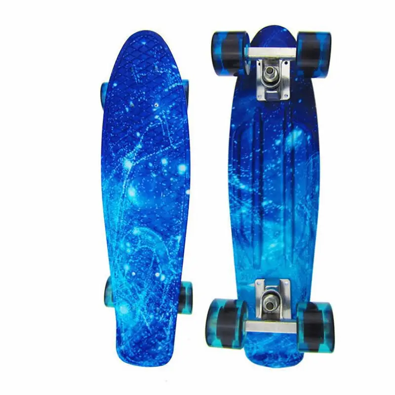 

22inch Mini Cruiser Skateboard Children's Fish Board PP Longboard Retro Penny Board Complete Printed Banana Skate Board Scooter