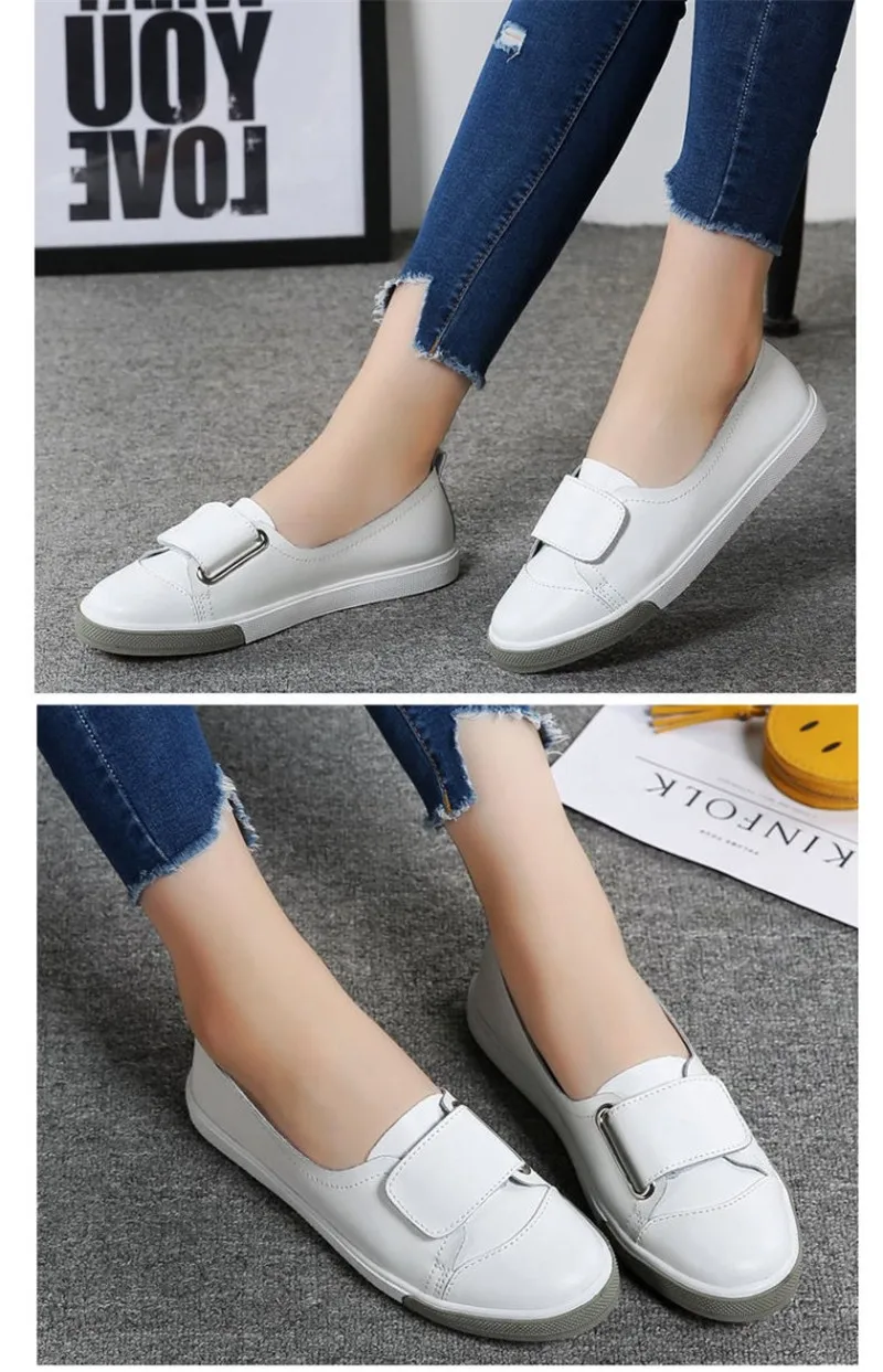 Korean Comfortable Leather White Women's Shoes Soft Bottom Non-slip Loafers Shoes Woman Black 2020 New Shallow Lady  Flat Shoes  (17)