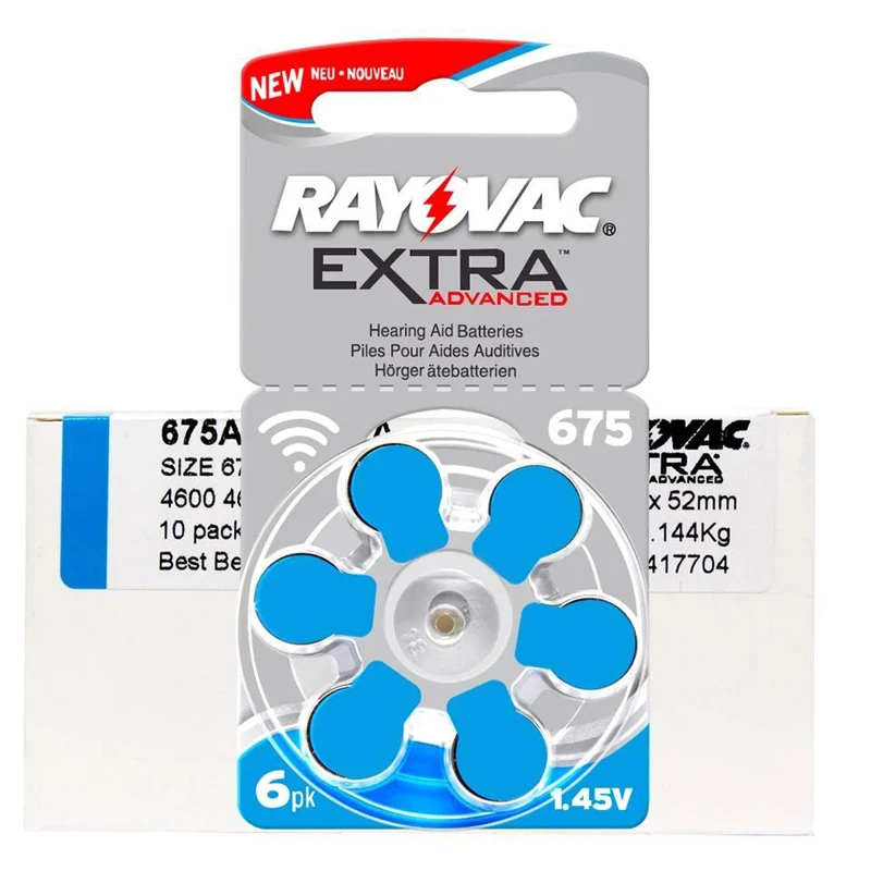 30 шт. батарейки для слуховых аппаратов Rayovac 1 45 в 675A 675 A675 PR44 диаметр 11 6 мм толщина 5 4