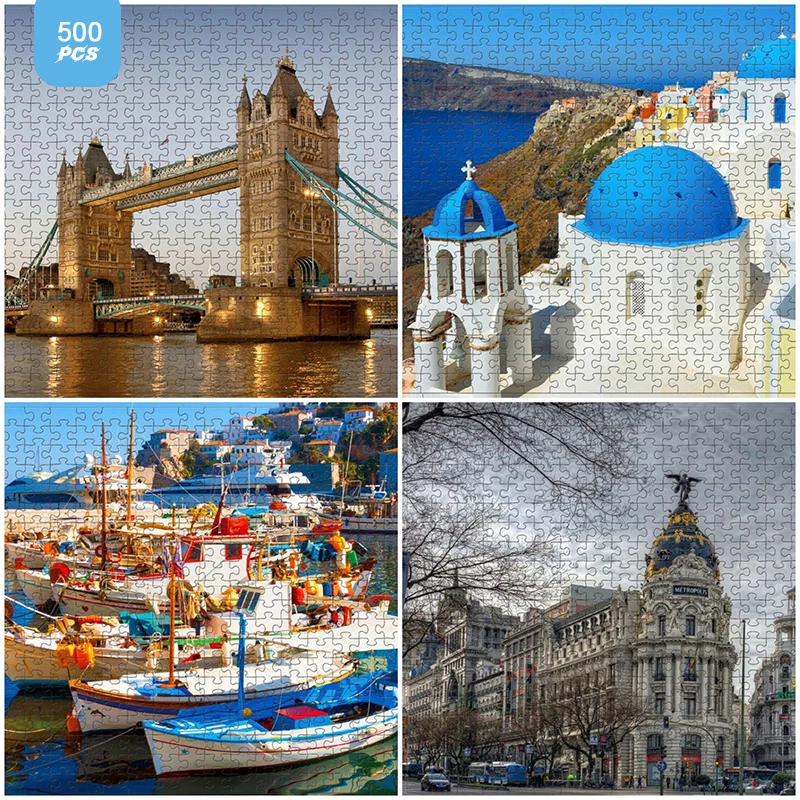 Paper High Difficulty Puzzle 500 Pieces Decompression Game Toy Adult Assembled Child Birthday Gift Jigsaw Puzzles Scenery | Игрушки и