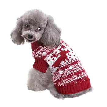 

Christmas Pet Knitted Sweater Dog Knitting Turtleneck Sweater Puppy Warm Clothes Pet Costume Dog Warm Winter Coat ( Red )