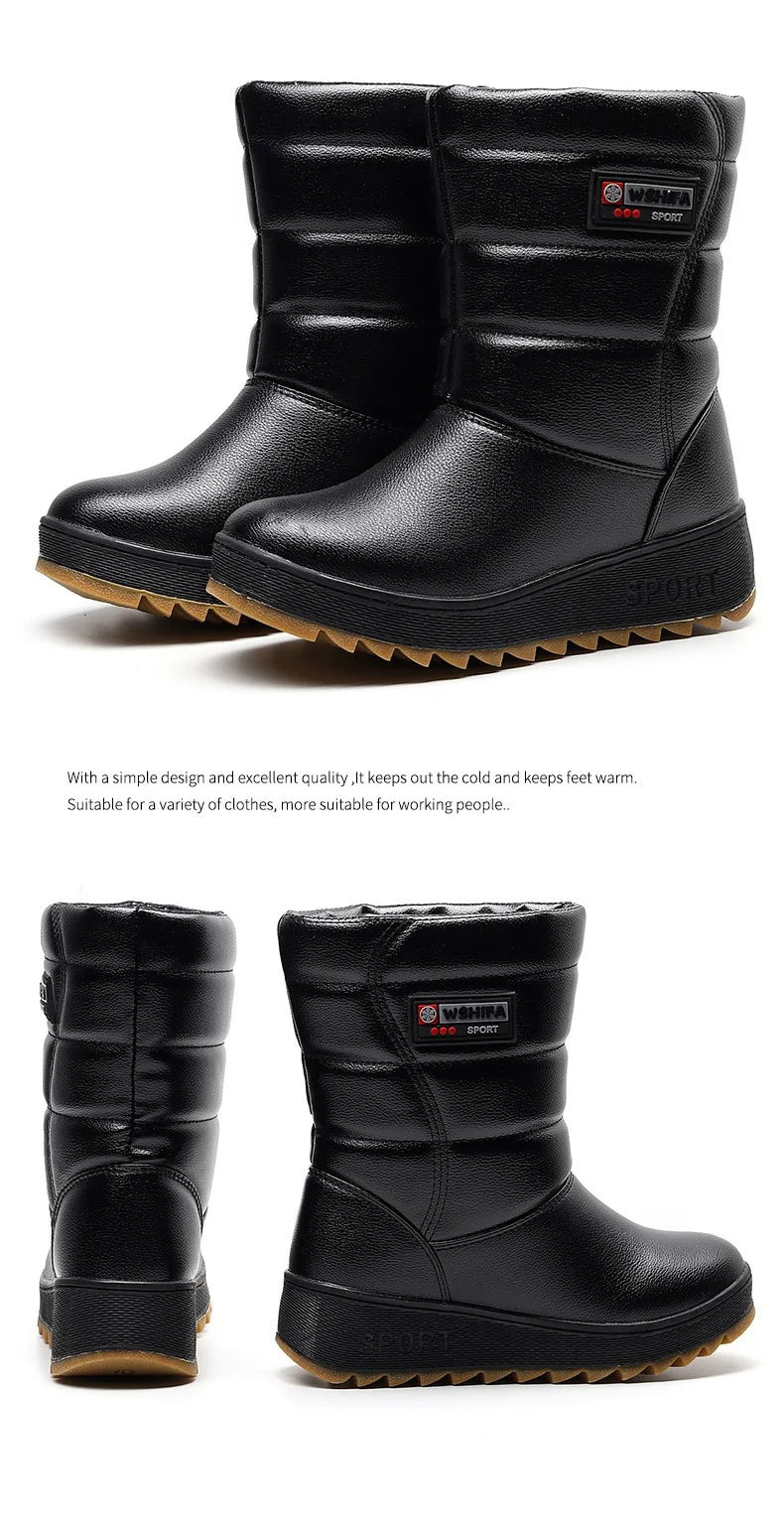 Женские зимние ботинки высокого качества; теплые плюшевые водонепроницаемые Нескользящие ботинки; женские ботильоны на танкетке; botas de mujer