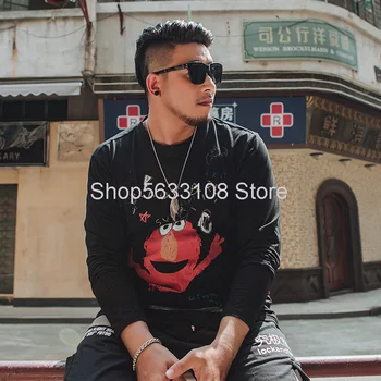 

T1237 Shirt Super Brand Big Size Men's Wear Student Cartoon Printing Long Sleeve Backing Shirt Plus Fat Plus Sesame Street