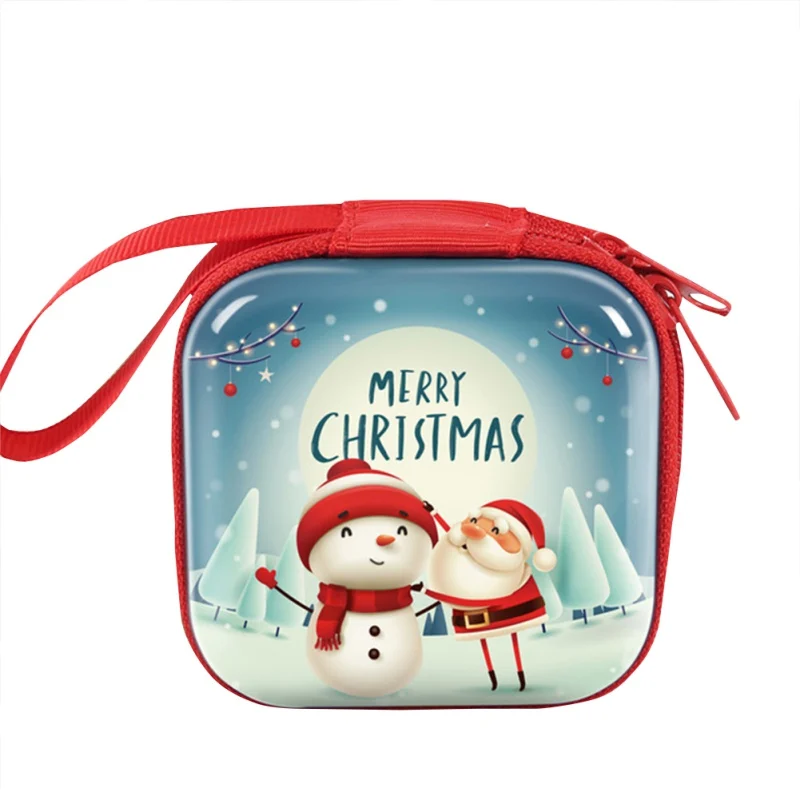 Квадратная Рождественская сумка для хранения на молнии рождественские подвесные украшения для монет наличные наушники USB кабель ключи ювелирные изделия Конфета Органайзер - Цвет: C