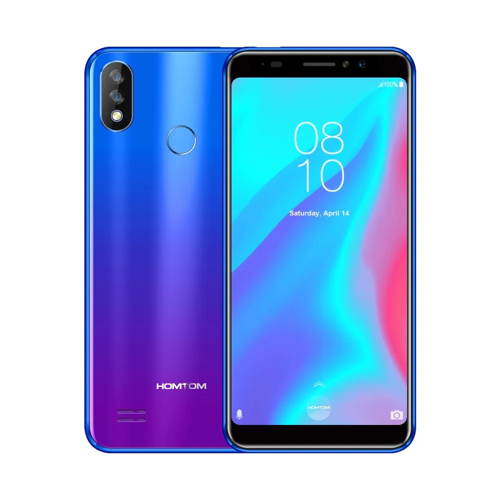 HOMTOM C8 мобильный телефон 5," 18:9 полный дисплей Android 8,1 MT6739 четырехъядерный 2 ГБ+ 16 Гб Смартфон разблокировка лица отпечаток пальца ID - Цвет: Blue
