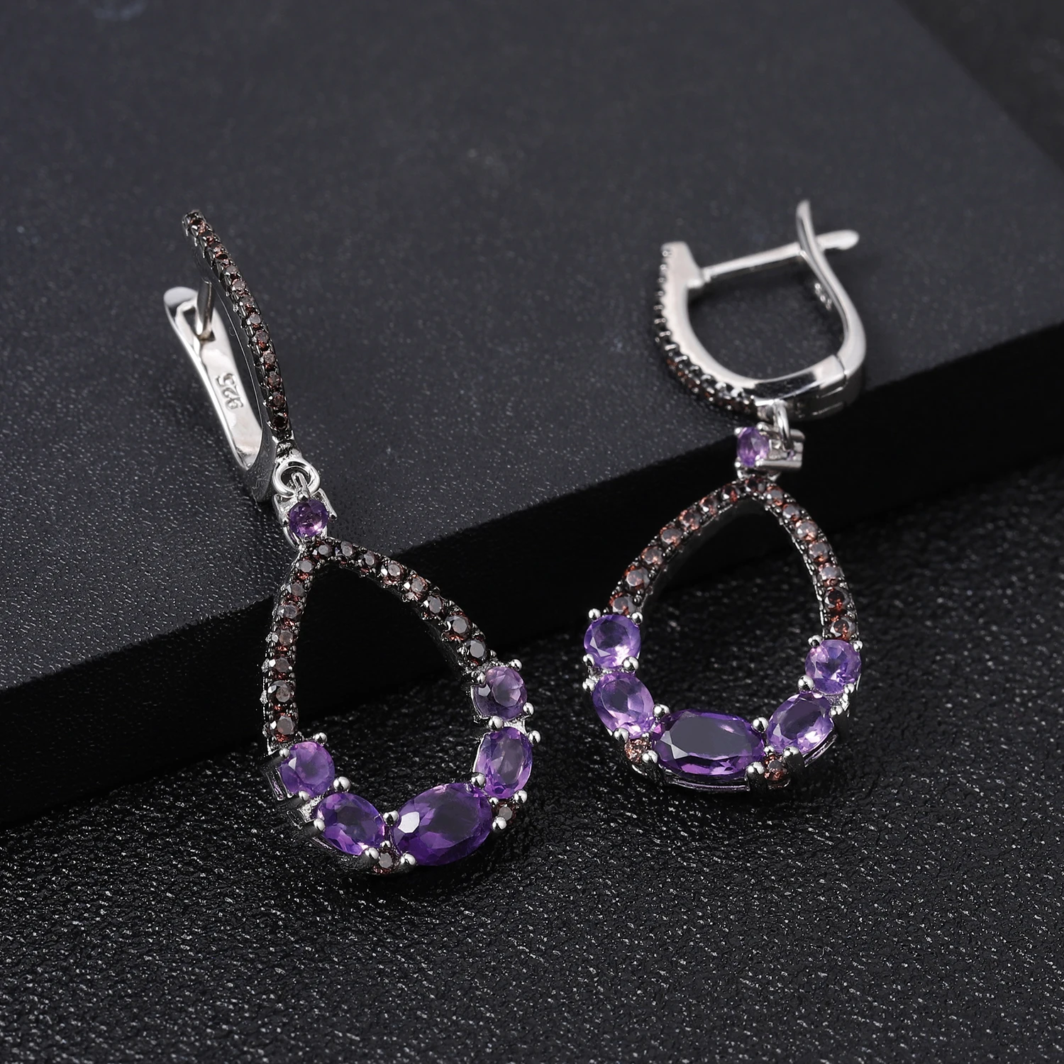 

GEM'S BALLET Natural Amethyst Drop Earrings for Women 925 Sterling Silver Dangle Elegant Wedding Jewelry Bijoux 2020 New Brincos