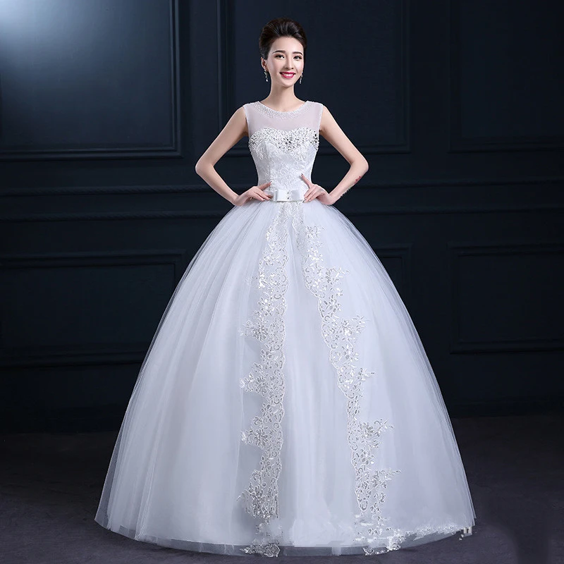

Wedding Dresss 2019 New Bridal White Wedding Dress Princess Wedding Gowns Cheap Romantic Lace Up Bride Vestidos De Novia Y617