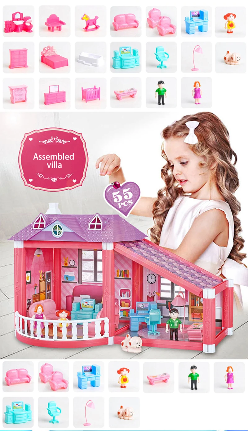 Новинка DIY Семья Кукольный дом аксессуары Игрушка с миниатюрной мебели гараж собрать вилла Кукольный дом, игрушки для девочек подарок на день рождения