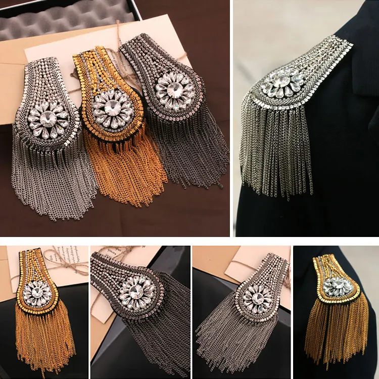 Handmade0820EE epaulette badge party tassel brooch epaulet /epaulettes spikes suit blazer accessories shoulder board knot