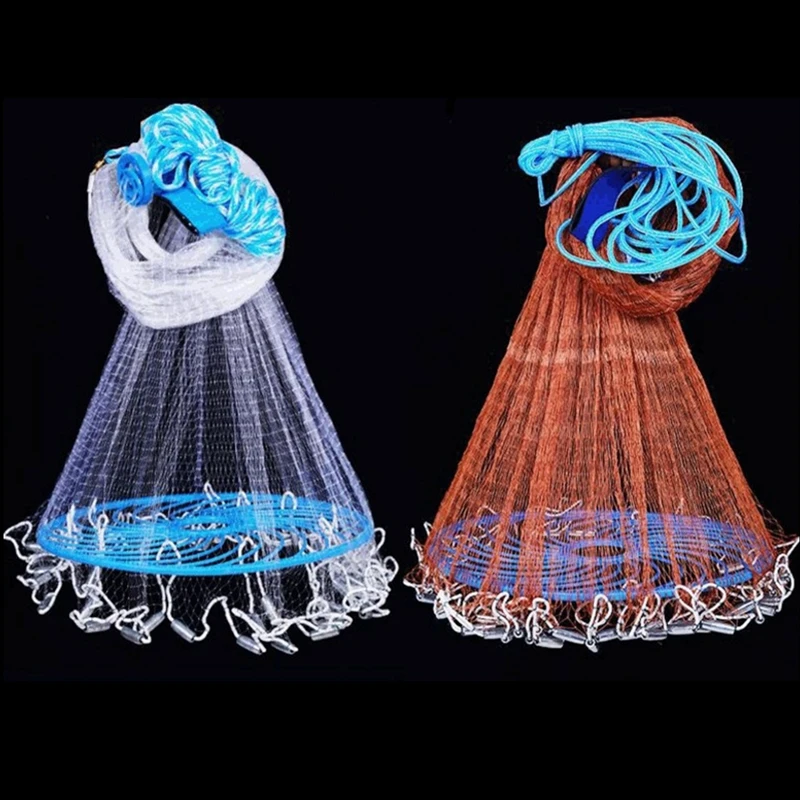 USA Style Easy Throw Cast Nets Strong Line Catch Fishing Net With Disc  Small Mesh Hand Throw Network Outdoor Hunting Tool