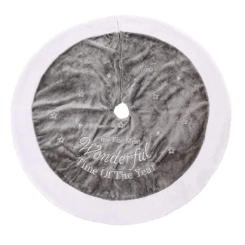 

2Pcs Faux Fur Christmas Tree Skirt with Snowflake Double Layers Soft Tree Skirt Xmas Holiday Party Decoration 90CM