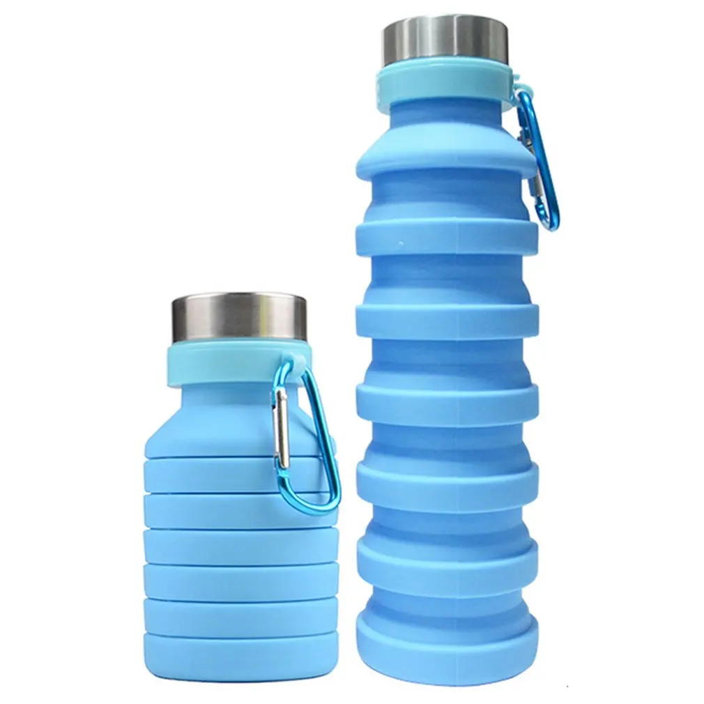550 мл переносные, складные, силиконовые спортивные чашки для воды для мужчин и женщин - Цвет: blue