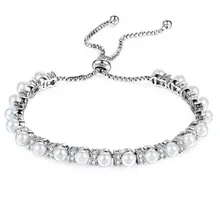 Бусины из пресноводного жемчуга, очаровательные браслеты и браслеты, CZ Кристалл, серебряный цвет, модные свадебные ювелирные изделия для женщин, подарок на день Святого Валентина