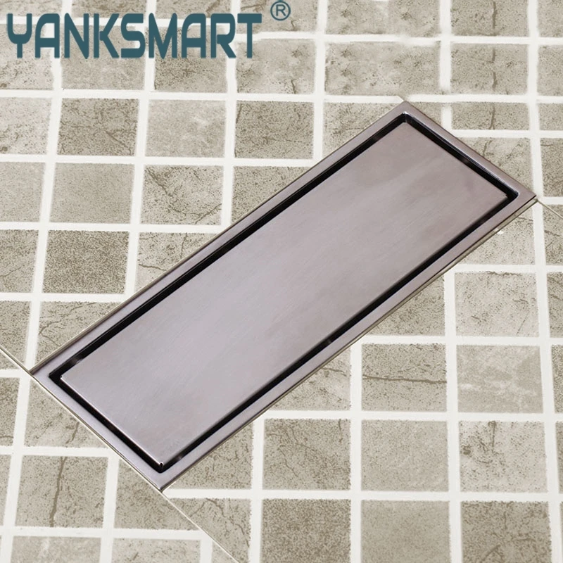 

Bathroom Floor Drains Rectangle Stainless Steel Bathroom Long Strip Shower Floor Drain Strainer 300mm X 110mm Size