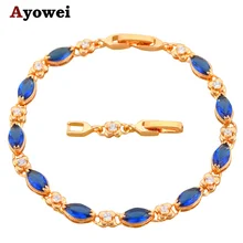 Высокое качество, золотой тон, голубой циркон, дизайнерские браслеты для женщин, здоровье, без никеля и свинца, модные ювелирные изделия TB187A