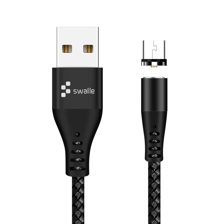 Swalle Магнитный usb-кабель для huawei samsung USB type C кабель для зарядки Магнитный Кабель нейлон 2A Micro usb Мобильный шнур для телефона провод - Цвет: micro