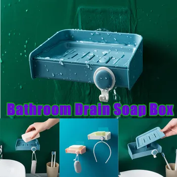 

cocina organizer Non-Perforated With Hook Excrete Soap Box Soap Box Shelf Plastic Soap Holder makeup organizer organizador