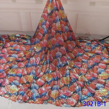 

Special Design French Mesh Lace Colorful Sequin Net Lace Fabric Hig Quality For Women Party Sewing Tulle Lace Fabric GD3021B-1