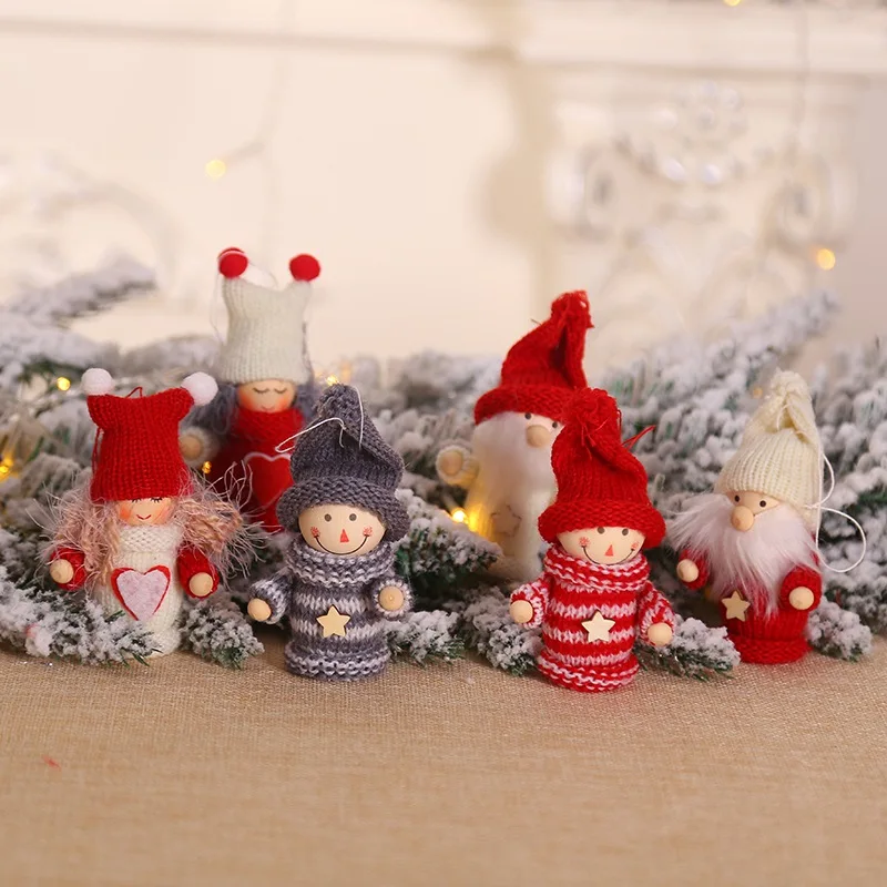 

Christmas Tree Knitted Doll Decorations Boy/Girl/Old Man Hanging Pendant Holiday Indoor Party Favor Seasonal DecorGM