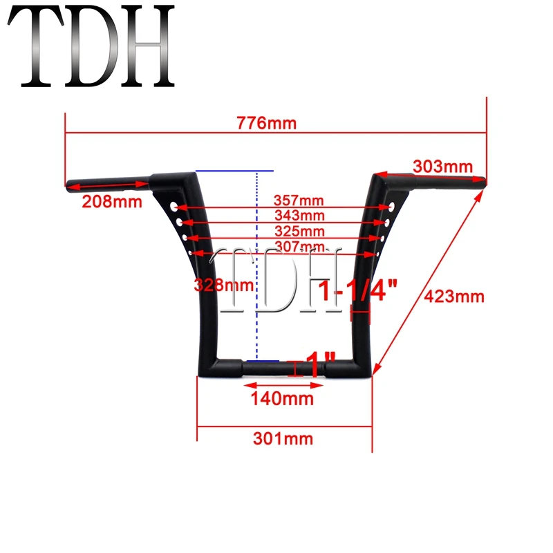 1" Rise 1-1/4" черный мотоцикл на заказ APE вешалка руль Жир Бар Ручка для Harley Sportster Touring Dyna