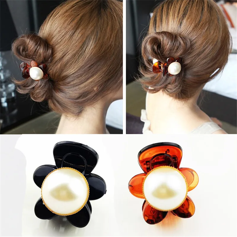 

1pc Claw Hair Clip Pearl Women Big Rhinestone Hair Clips Crab Hair Claws Girls Head-wear Hair Styling Accessories